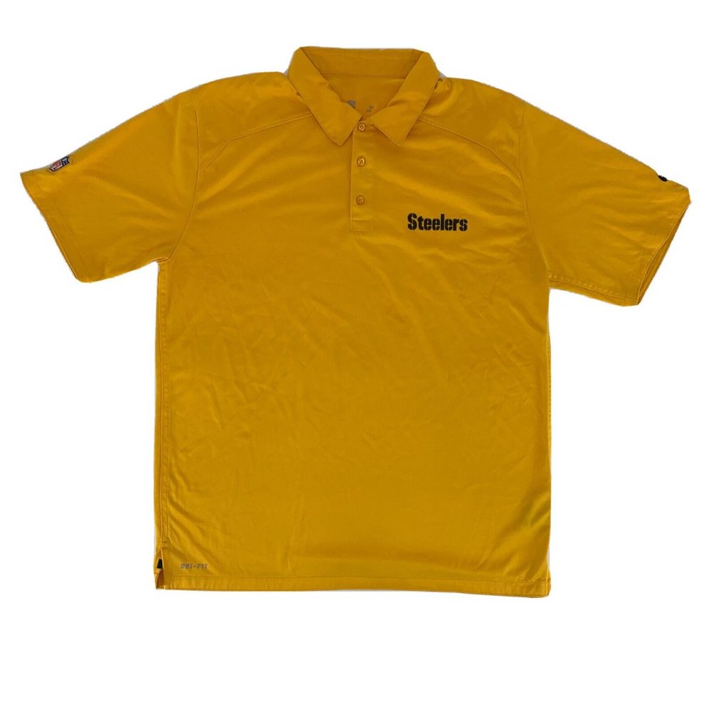 Men's Nike Dri-Fit Short Sleeve Polo Shirt NFL Pittsburgh Steelers‎ Yellow L